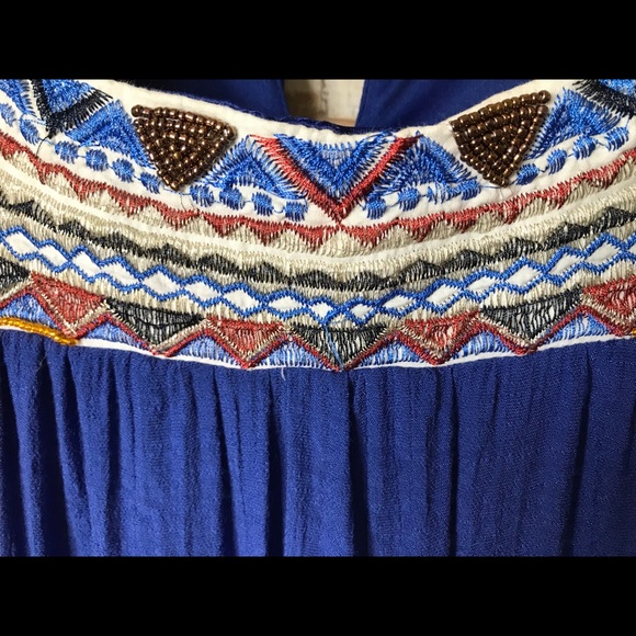 Westport lined blue dress with embroidered detail, size L - Picture 4 of 6